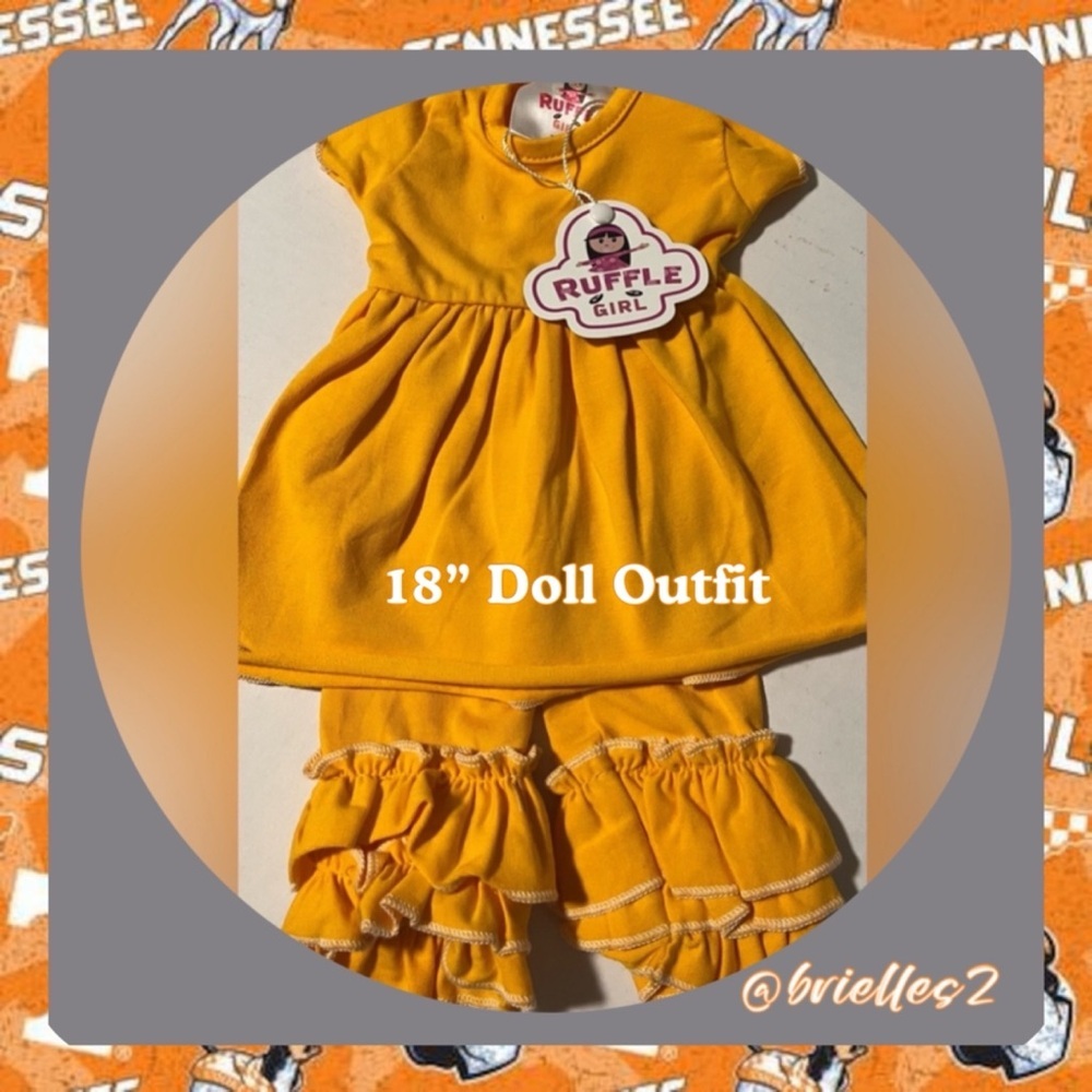 🎁 New Ruffle Girl 18” Doll Orange Top and Leggings, Matching Set